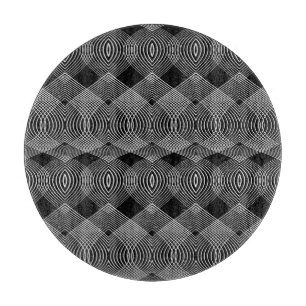 Monochrome Lines: Textured Abstract Design Cutting Board