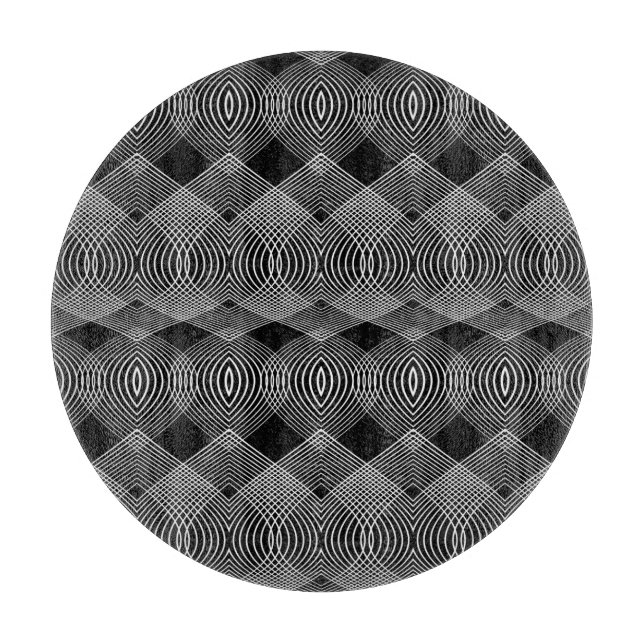 Monochrome Lines: Textured Abstract Design Cutting Board (Front)