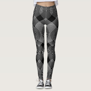 Monochrome Lines: Textured Abstract Design Leggings