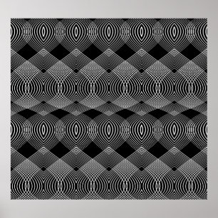 Monochrome Lines: Textured Abstract Design Poster