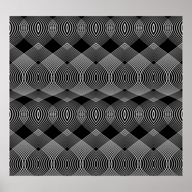 Monochrome Lines: Textured Abstract Design Poster (Front)