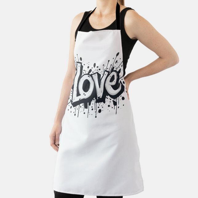 Monochrome Love Tag Apron (Insitu)
