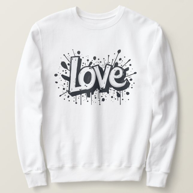 Monochrome Love Tag Sweatshirt (Design Front)