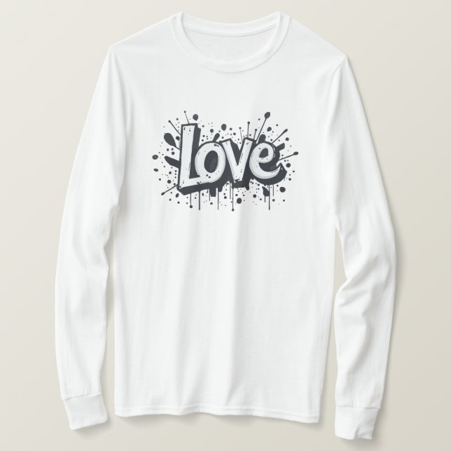 Monochrome Love Tag T-Shirt (Design Front)