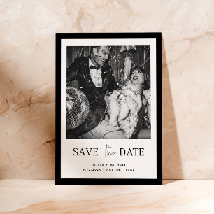 Monochrome Luxury   Black and White Photo QR Code Save The Date
