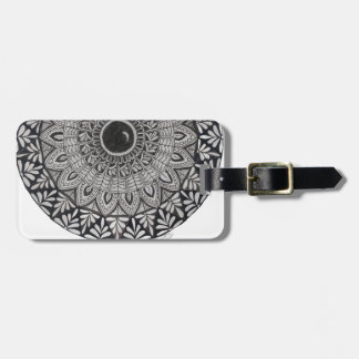 Monochrome mandala design luggage tag