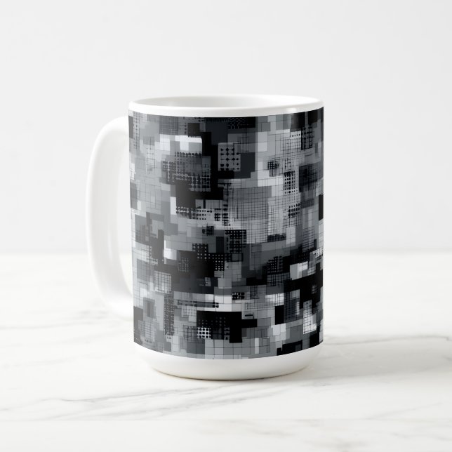 Monochrome Matrix Mosaic Coffee Mug (Front Left)