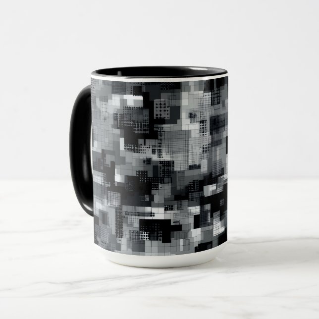 Monochrome Matrix Mosaic Mug (Front Left)