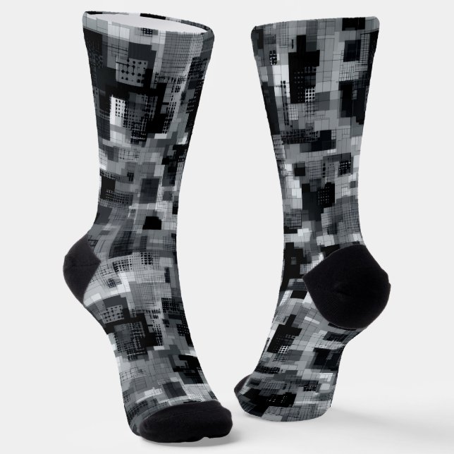 Monochrome Matrix Mosaic Socks (Angled)