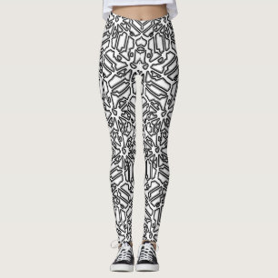 Monochrome Maze Design Print Leggings