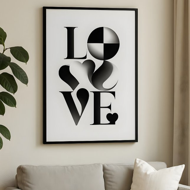 Monochrome Minimalist LOVE Typography Abstract Art Poster (Creator Uploaded)
