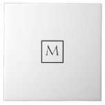 Monochrome Minimalist Rectangle Monogram Tile<br><div class="desc">Elegant Monogram. Cool black background. Insert name, address, phone, website and email</div>