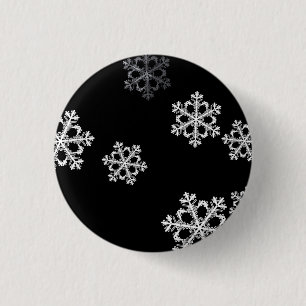 Monochrome Minimalist Snowflake Christmas Pattern 3 Cm Round Badge