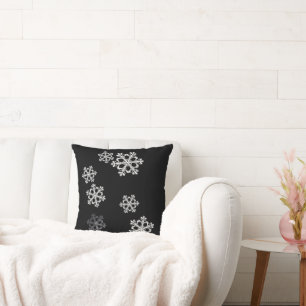 Monochrome Minimalist Snowflake Christmas Pattern Cushion