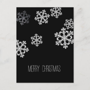 Monochrome Minimalist Snowflake Christmas Pattern Holiday Postcard