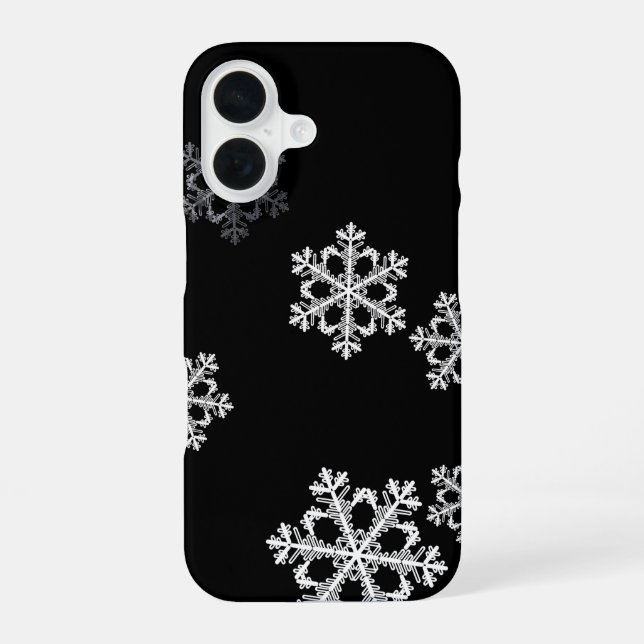 Monochrome Minimalist Snowflake Christmas Pattern iPhone 16 Case (Back)