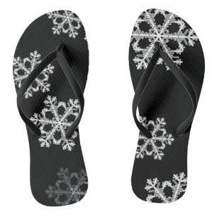 Monochrome Minimalist Snowflake Christmas Pattern Jandals