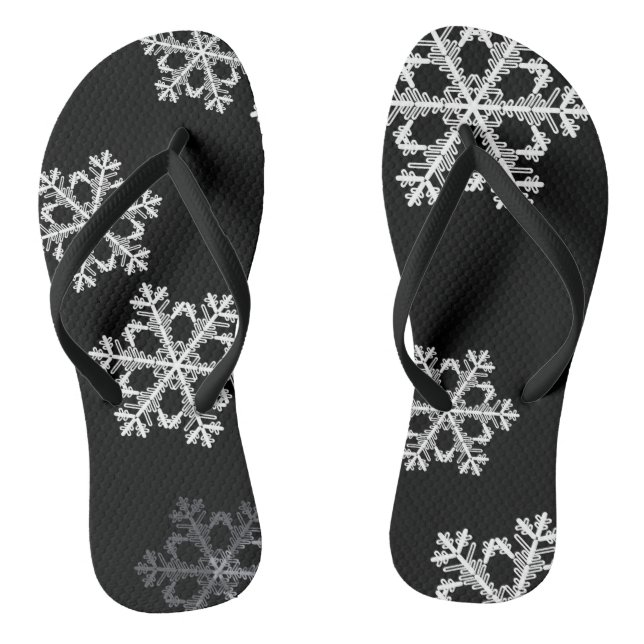 Monochrome Minimalist Snowflake Christmas Pattern Jandals (Footbed)