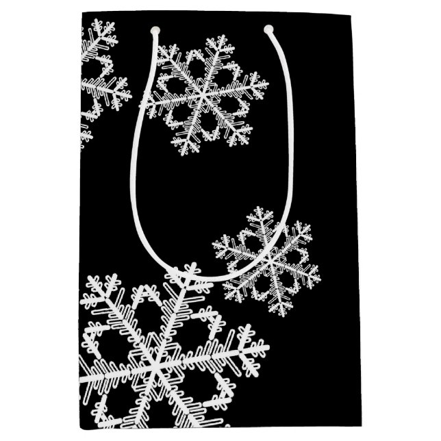 Monochrome Minimalist Snowflake Christmas Pattern Medium Gift Bag (Front)