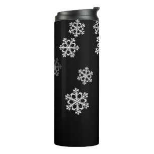 Monochrome Minimalist Snowflake Christmas Pattern Thermal Tumbler