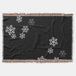 Monochrome Minimalist Snowflake Christmas Pattern Throw Blanket