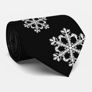 Monochrome Minimalist Snowflake Christmas Pattern Tie