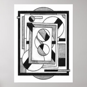 Monochrome Modern Geometric Abstraction Poster