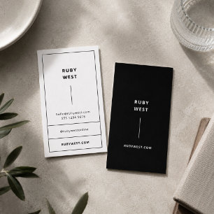 Monochrome Modern Minimalist Black and White Business Card
