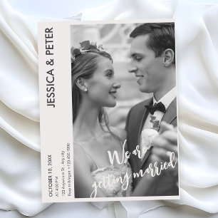 Monochrome Modern minimalist simple photo wedding  Postcard
