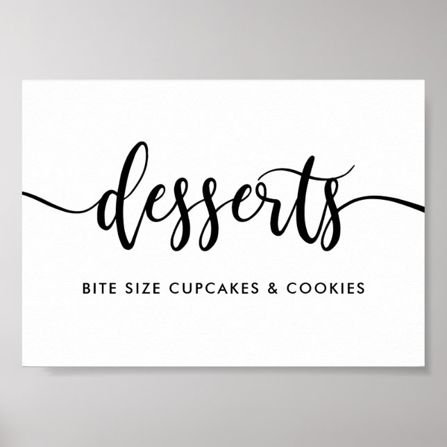 Monochrome Modern Typography Desserts Food Sign (Front)