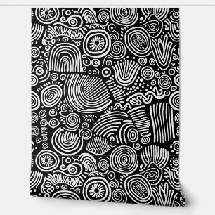 Monochrome Muse: Abstract Doodle Wallpaper