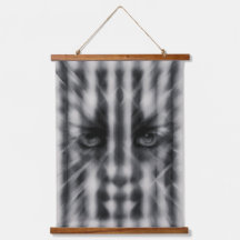 "Monochrome Mystery Abstract Face Wall Hanging"