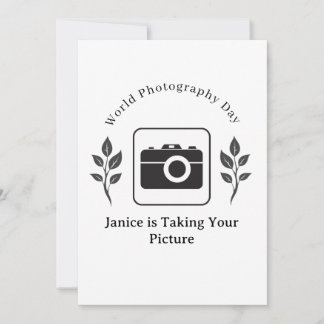 Monochrome Name Camera Natural Leaves Flat Card