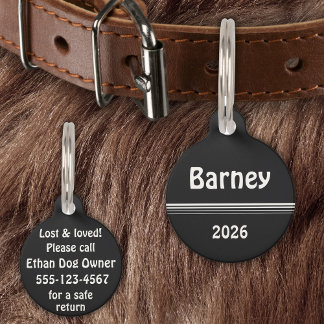 Monochrome - Name, Date, Phone Details Pet Tag