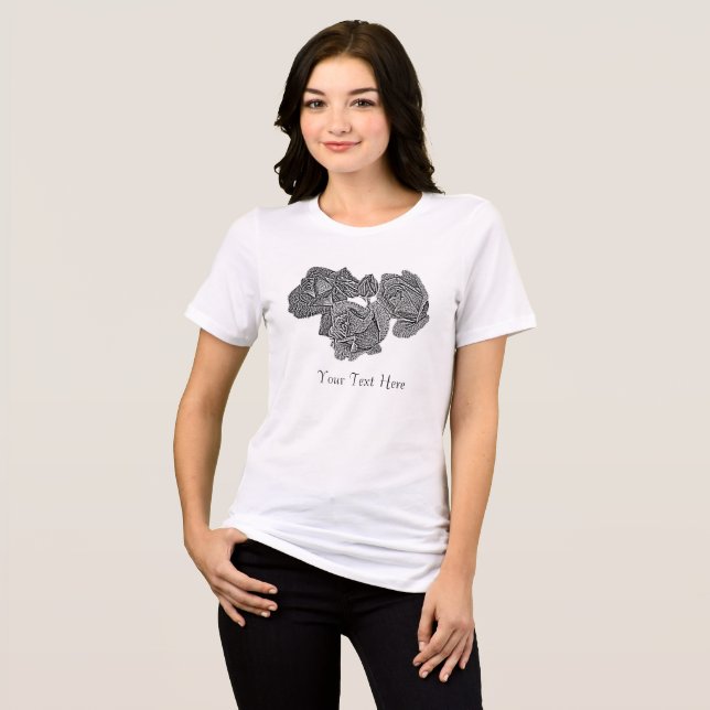 monochrome of rose bud flowers on peppermint green Tri-Blend shirt (Front Full)