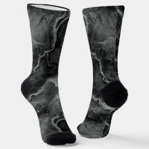 Monochrome Palette Gray-Black Marble Socks