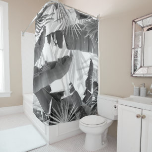 Monochrome Palm Banana Leaves Bliss 1 #tropical Shower Curtain