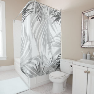 Monochrome Palm Bliss 1 #tropical #art Shower Curtain