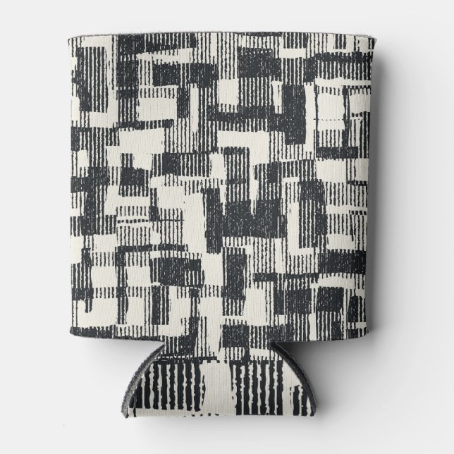 Monochrome Patchwork: Graphic Brushed Seamless. Can Cooler (Front)