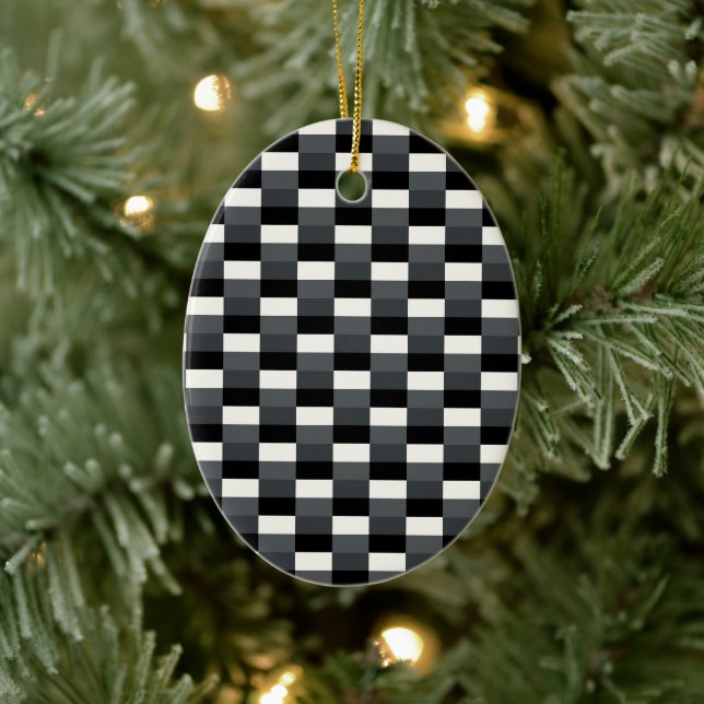 Monochrome Pattern of Gray, Grey, Black and White Ceramic Tree Decoration (Tree)