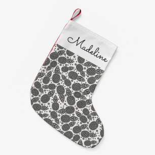 Monochrome Pineapples Add Your Name Small Christmas Stocking