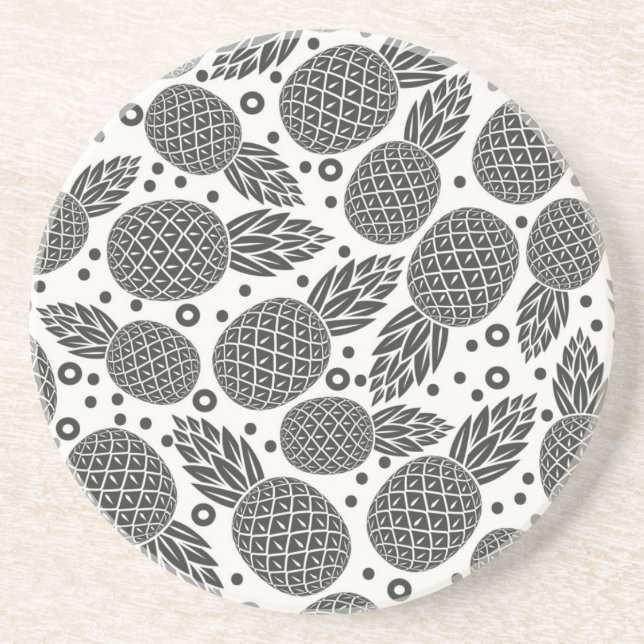 Monochrome Pineapples Coaster (Front)