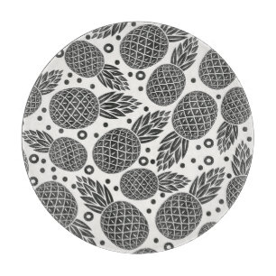 Monochrome Pineapples Cutting Board