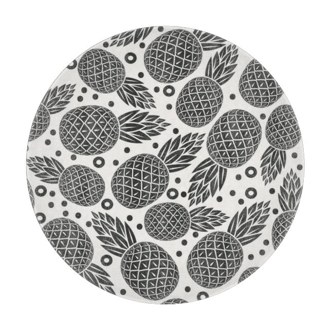 Monochrome Pineapples Cutting Board (Front)