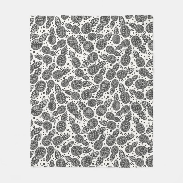Monochrome Pineapples Fleece Blanket (Front)