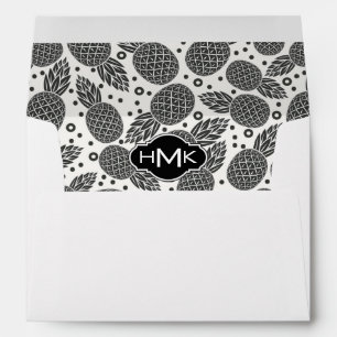 Monochrome Pineapples   Monogram Envelope