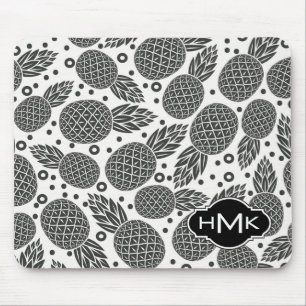 Monochrome Pineapples   Monogram Mouse Pad