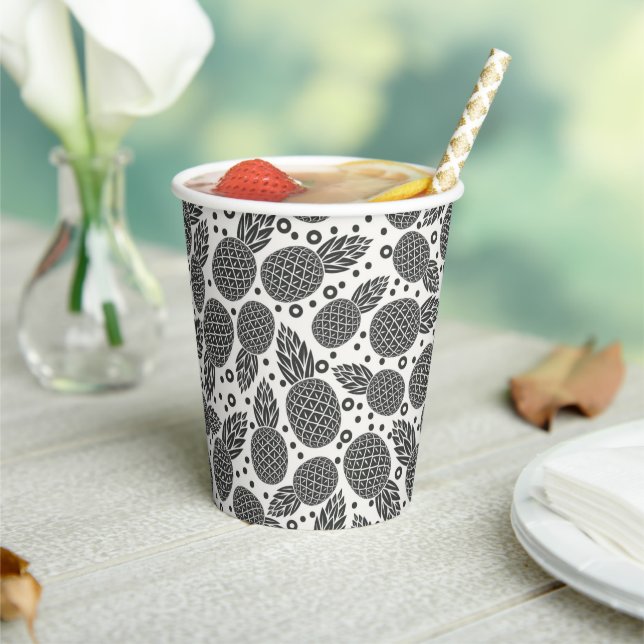 Monochrome Pineapples Paper Cups (Insitu)