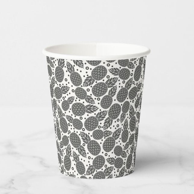 Monochrome Pineapples Paper Cups (Left)