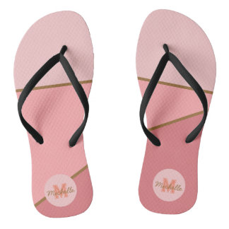 Monochrome pink gradient colourblock monogramed jandals
